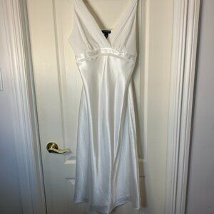 Jones New York White Satin Slip Dress Y2K Bridal Minimalist 90s Maxi L
